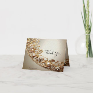 Ornate Gold Flourish Thank You Card Bedankkaart