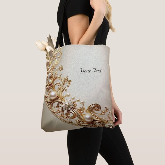 Ornate Gold Flourish Tote Bag (De près)