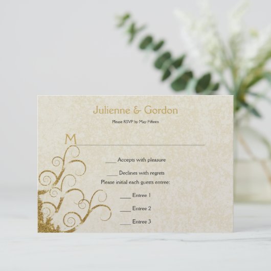 Ornate Gold Sparkle et Crème RSVP (Debout devant)