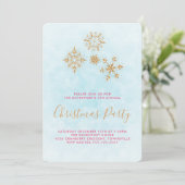 Ornate Golden Snowflakes sur Blue, Invitation fest (Debout devant)