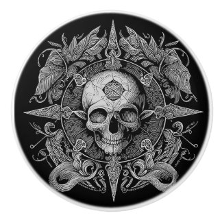 Ornate Gothic Skull Design Keramische Knop