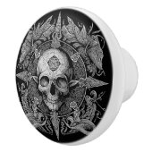 Ornate Gothic Skull Design Keramische Knop (Rechts)