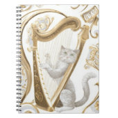 Ornate Harp Cat Notebook – Aesthetic Cover Notitieboek (Voorkant)