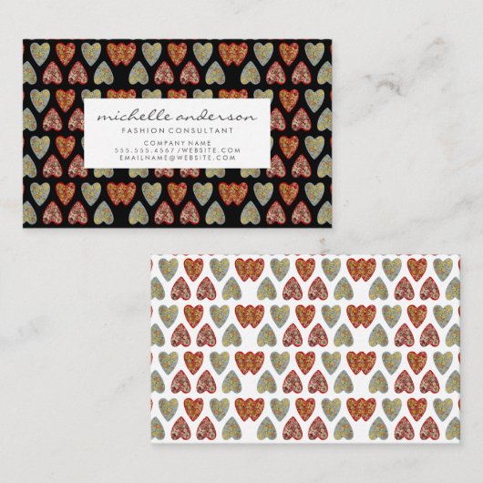 Ornate Hartpatroon Visitekaartje (Voorkant / Achterkant)