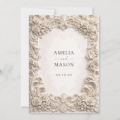 Ornate Ivory Baroque Floral Wedding Invitation (Dos)