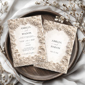 Ornate Ivory Baroque Floral Wedding Invitation