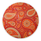 Ornate Orange Paisley Pattern Keramische Knop (Voorkant)