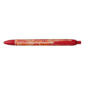 Ornate Orange Paisley Pattern Monogram Zwarte Inkt Pen (Achterkant)