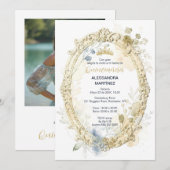 Ornate Oval Frame Quinceañera Exquisite Tiara Kaart (Voorkant / Achterkant)