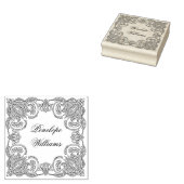 Ornate Paisley Wooden Personalized Name Stamp Rubberstempel (Gestempeld)
