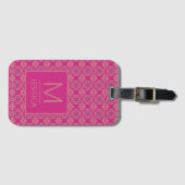 Ornate Pink Purple Geometric Pattern Personalised Bagagelabel (Voorkant (horizontaal))