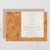 Ornate Rust Floral Peacock Couples Invitation de d (Devant / Derrière)