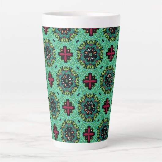 Ornate Scribbles Christmas Latte Mok (Voorkant)
