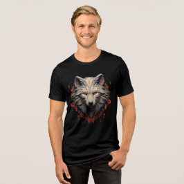 Ornate Wolf Face – Floral Fantasy Design Tri-Blend Shirt