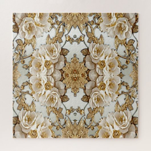 Orné d'or Fleurs blanches puzzle puzzle (Horizontal)