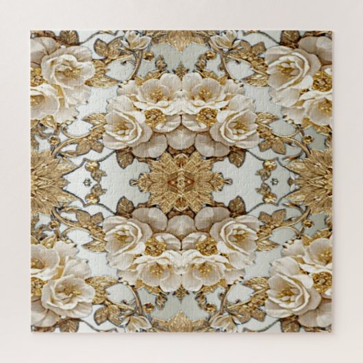 Orné d'or Fleurs blanches puzzle puzzle (Vertical)