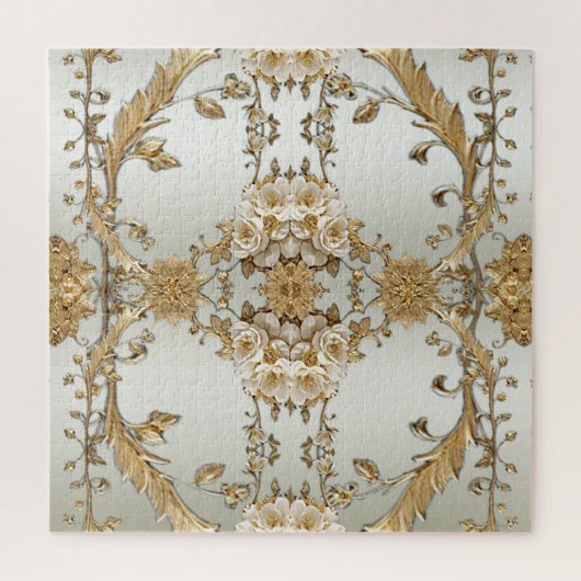 Orné d'or Fleurs blanches puzzle puzzle (Vertical)