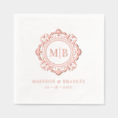 Orné Floral Monogramme Mariage Élégant Rose Or (Recto)