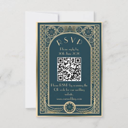 Orné Or - Carte d'enclos de mariage (Devant)