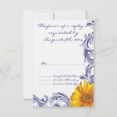 Orné Royal Bleu et Fleurs de soleil Jaunes RSVP (Dos)