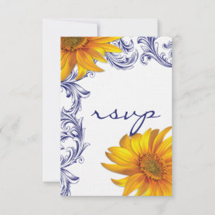 Orné Royal Bleu et Fleurs de soleil Jaunes RSVP