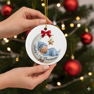 Ornement 1er Noël de bébé 2025 Lune endormie