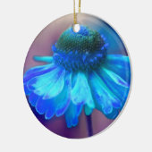 Ornement à fleurs bleu doux de Zinnia (Gauche)