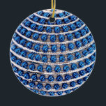 Ornement à perles bleues<br><div class="desc">Ornement céramique ronde avec une image,  de part et d'autre,  d'un ornement perlé bleu. Voir la collection complète de l'ornement Hanoukka sous la catégorie MAISON dans la section VACANCES.</div>