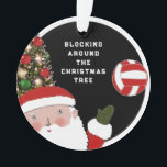Ornement acrylique collectif de Noël de volleyball<br><div class="desc">Funny volleyball Noël ornement de vacances cadeau de souvenir avec dessin animé Père Noël et citation créative. Pour personnaliser pour votre joueur de volleyball favori modifier du texte pour ajouter son nom.</div>