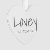 Ornement acrylique date établie Lovey (devant)