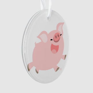 Ornement Acrylique de cochon de dessin joyeux