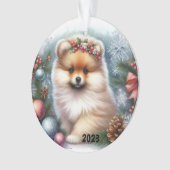 Ornement acrylique de l'aquarelle de Poméranie (devant)