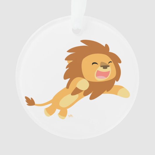 Ornement Acrylique de Lion de joyeux mignon (devant)
