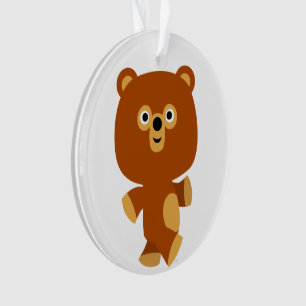 Ornement acrylique de l'ours de caricature asserti
