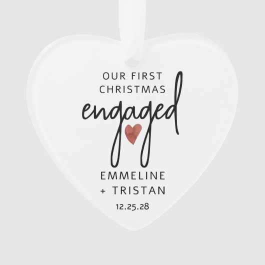 Ornement acrylique de Noël Fiançailles personnalis (devant)