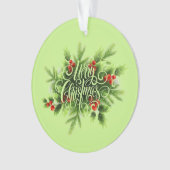 Ornement acrylique de Noël Holly Joyeux (devant)