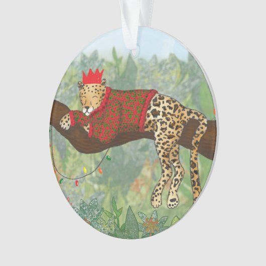 Ornement acrylique de Noël léopard (devant)