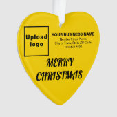 Ornement acrylique du coeur jaune de Noël (devant)