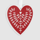 Ornement acrylique du coeur rouge scandinave (devant)