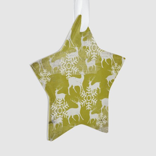 Ornement acrylique étoile cerf vert et blanc (devant)
