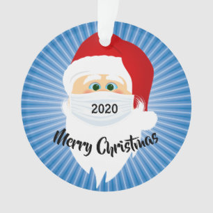 Ornement acrylique Masqué Père Noël 2020 Blue S