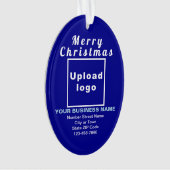 Ornement acrylique ovale bleu Noël d'affaires (devant)