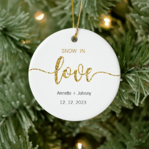 Ornement Amour sous la Neige, Mariage de Noël, Fia