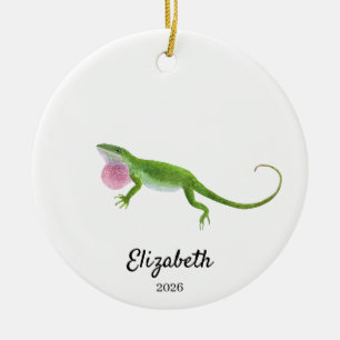 Ornement Anolis vert, souvenir de Noël personnalis