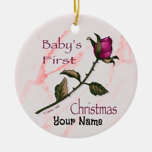 ornement Bébé Rose de Noël (Devant)