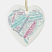 Ornement bienvenu de coeur (beaucoup de langues) (Droite)