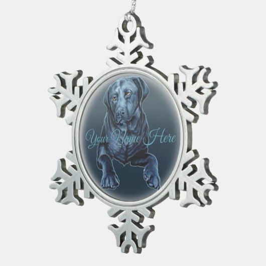 Ornement Black Lab Décor de Noël Chien Bleu (Vue impression)