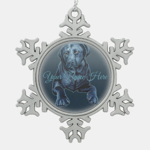 Ornement Black Lab Décor de Noël Chien Bleu