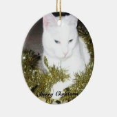 Ornement blanc d'arbre de Noël de chat (Droite)