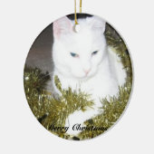 Ornement blanc d'arbre de Noël de chat (Gauche)